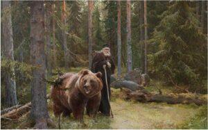 Преподобный Серафим Саровский с медведем