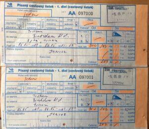 Билеты из Словакии 2001 года