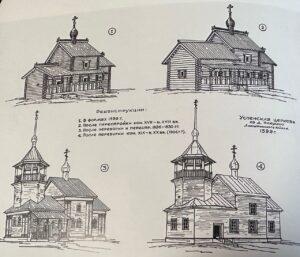 Реконструкция церкви в разные исторические периоды. Л. Е. Красноречьев.