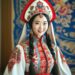Китайская девушка в русском народном костюме